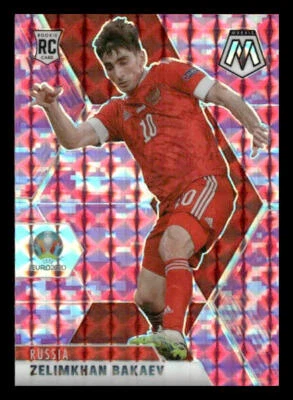 2021 Panini Mosaic UEFA EURO #71 Zelimkhan Bakaev Rookie Mosaic Camo Pink Russia - Image 1 of 2