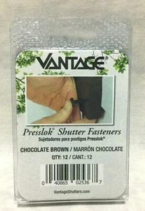 VANTAGE PRESSLOK SHUTTER FASTENERS CHOCOLATE BROWN - PACKAGE OF 12 - Picture 1 of 6