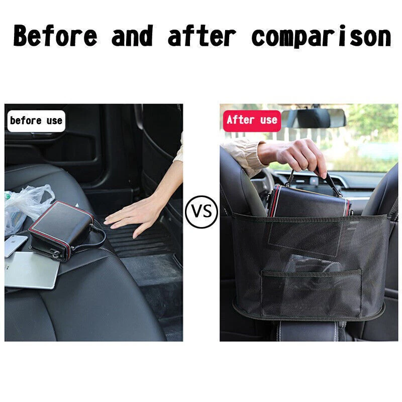 Car Net Pocket Handbag Holder Organizer Between Car Seat Side Storage Mesh US Foto 1 de 4