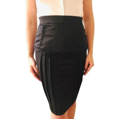 Falda lápiz Lanvin negra plisada azul expuesta cremallera ajustada talla fr 38 EE. UU. 4 6 Foto 1 de 4