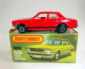 Matchbox Superfast Nº 55D Ford Cortina Rojo Negro Tira Lateral en Caja - Imagen 1 de 8