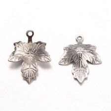100pcs 316 Stainless Steel Maple Leaf Pendants Dangle Charms Findings 15.5x11mm