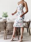 Talulah Womens White Pink Floral Cocktail Midi Dress Size Small (8)