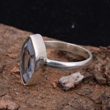 Faceted Blue Topaz Ring 925 Sterling Silver Handmade Gemstone Ring