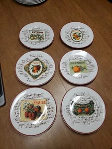 6 Williams Sonoma Luncheon/Salad Plates Rosanna Harvest Market 8" Euc Bin 130 - Picture 1 of 8