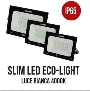 Faretto Faro Da Esterno Led IP65 10W 20W 30W 50W Luce Bianca Slim Nero Century