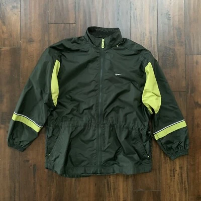 Jaqueta pulôver vintage Nike feminina anos 90 corta-vento verde floresta zíper cinch - Imagem 1 de 4