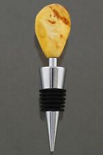 BOTTLE STOPPER Decorated with Genuine BALTIC AMBER Large White Stone 230316-2