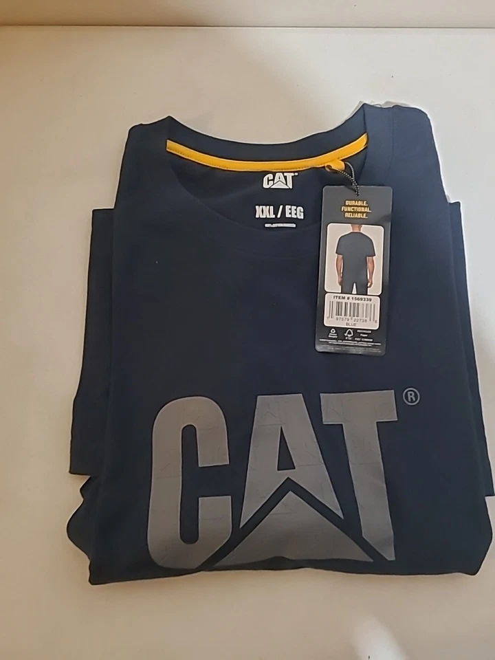 Camisa manga corta CAT Equipment calce relajado estampado de goma logotipo talla XXL azul Foto 1 de 1
