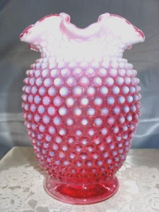 FENTON"30%SALE"CRANBERRY"OPALESCENT GLASS"HOBNAIL"MINT6"VTG~40's"VASE&$4 SHIP SP - Picture 1 of 5
