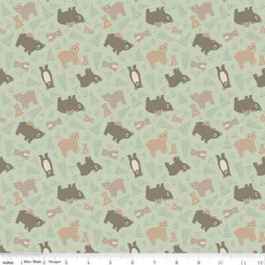 Manta hecha a mano, trapo eructo/manta de seguridad y babero Elmer & Eloise Bears Sage - Imagen 1 de 3