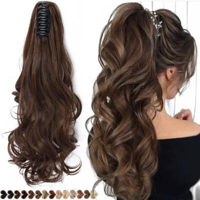 马尾辫发夹波浪长发片小马尾真实的人类美国 — 第 1/4 张图片