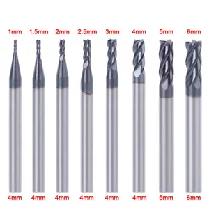 1-6MM 4 Flutes End Mill HRC50 Carbide Tungsten Milling Cutter Set CNC Tool - Picture 1 of 20