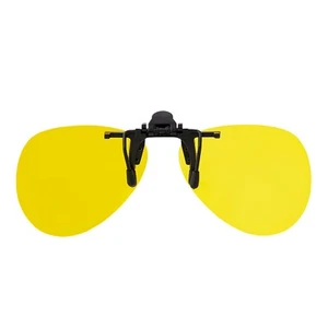 Ultra Oval Clip On Night Driving Glasses Polarized with Yellow Lenses Vision - Picture 1 of 12