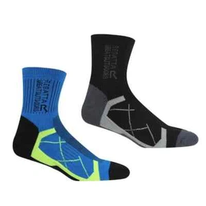 Regatta Mens 2 Pack Outdoor Active Sock - Black/Hawaii - Picture 1 of 4