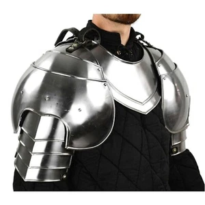 Medieval Armor Pauldron Gorget Pair of Shoulder Steel SCA LARP warrior costume - Picture 1 of 4