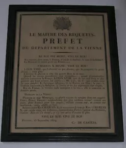 Poitiers. 1824. Präfekt von Castéja. Der König ist tot, es lebe der König! - Bild 1 von 3