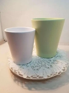 German Flower Pots Light Green And White Set of 2. - Picture 1 of 4