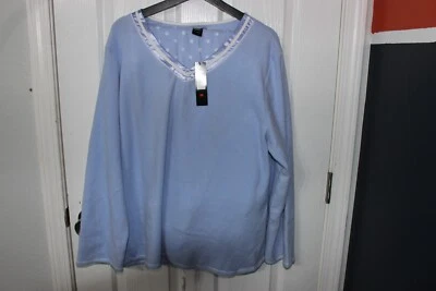 Conjunto de pijama polar súper suave Aria pantalones manga larga azul blanco puntos 2XL - NUEVO CON ETIQUETAS Foto 1 de 4