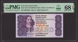 South Africa 1989-90 - 5 Rand P#119d - PMG Superb Gem UNC 68 EPQ