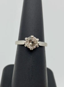 Round Cut Herkimer Diamond & Sterling Silver Ring .76ct, Cathedral Style S6 - Picture 1 of 5