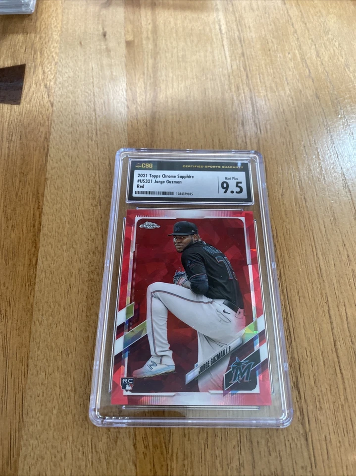 2021 Topps Chrome Update Sapphire Red Refractors #US321 Jorge Guzman 1/5 CSG 9.5 - Image 1 of 2