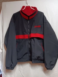 Reversible Black & Red CHEERWINE SOFT DRINK Nylon Jacket Coat Made In Taiwan  - Picture 1 of 20