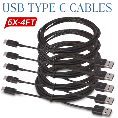 Paquete de 5 cables USB C tipo C cable de carga rápida de 4 pies para cargador Samsung Android Foto 1 de 4