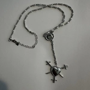 En Route Three Of Swords Rosary Necklace 18K Plated White Gold 15.75” Length - Picture 1 of 4