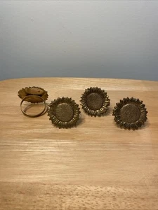 Juego de 4 servilleteros vintage de latón girasol porta servilletas Cottagecore retro - Imagen 1 de 6