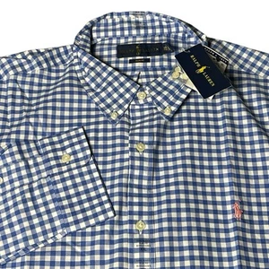 Neu mit Etikett Polo Ralph Lauren Herren Slim Fit Stretch Button-Down blau Gingham Hemd XXL - Bild 1 von 7
