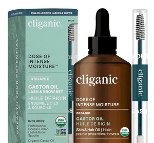 Cliganic Olio di Ricino Biologico Ciglia Lunghe Siero Crescita Sopracciglia - Foto 1 di 8
