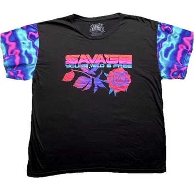 Camisa masculina Fresh Laundry Savage 3XL neon retrô rosa gola redonda jovem selvagem e grátis - Imagem 1 de 4