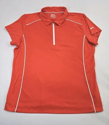 Camisa polo de golf para mujer XL Slazenger Tech Hydro-Dri 1/4 cremallera roja con rayas blancas Foto 1 de 4