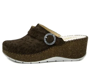 Damen Clogs aus Wildleder braun mittlerer Keilabsatz 6 cm STILEDIVITA - Bild 1 von 6