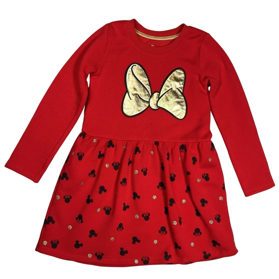 Vestido Disney Niña Minnie Mouse Rojo Negro Silo Lunares Talla 5/6 Orejas Adornadas Foto 1 de 4