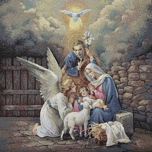 Pannello Gobelin Natività Angelo 45x45 Cm 7055 - Foto 1 di 1