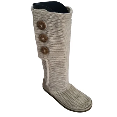 Ugg Australia Clásico Mujeres Cardy Crema Suéter Tejido Botas con Botones 5819 Talla 8 Foto 1 de 4
