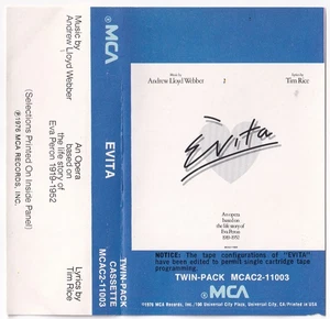 Andrew Lloyd Webber Tim Rice Evita Cassette 1976 An Opera Based On Eva Peron - Picture 1 of 9