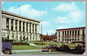 Civic Center Duluth Minnesota Chrom um 1950 Straßenansicht Oldtimer Autos Postkarte - Bild 1 von 2