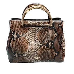 Bolso de Mano Dune London Mujer Marrón Multi Imitación Piel de Serpiente Metal Dorado Doble Asa - Imagen 1 de 17