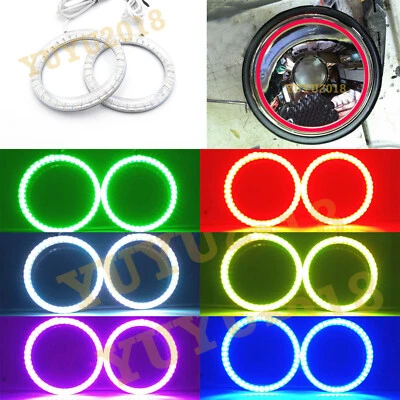 RGB LED halo rings for Honda Ruckus 50 03-20 headlight angel eye DRL bluetooth - Image 1 of 4