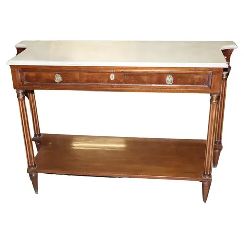 Antique 1870s era French Directoire Louis XVI Marble Top Console Table Cover