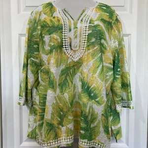 Alfred Dunner Tropical Botanical Floral Plus Size 2X Tunika Top Bluse - Bild 1 von 11
