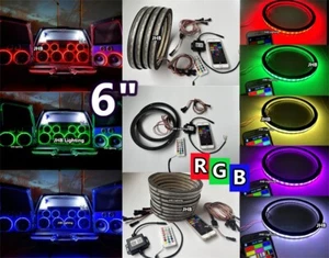 Set of 6.5in RGB multi-color LED Speaker Rings Car Truck Audio Subwoofers Lights - Picture 1 of 47