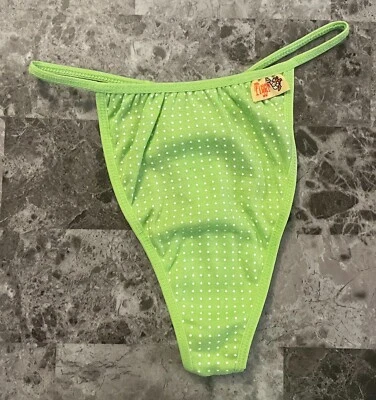 DISNEY WINNIE THE POOH GREEN POLKA DOT TIGGER COTTON VINTAGE RARE THONG PANTIES - Image 1 of 4
