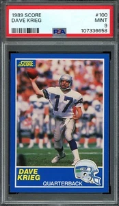 1989 Score #100 DAVE KRIEG  Seahawks  PSA 9 MINT  Sharp/Centered - Picture 1 of 2