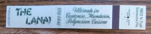 POLYNESIAN FOOD MATCHBOOK COVER: THE LANAI SARASOTA, FLORIDA MATCHCOVER -E24 - Picture 1 of 1