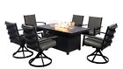 5/7 Pieces Garden Dining Set Aluminium Garden Fire Pit Table And Armchairs 