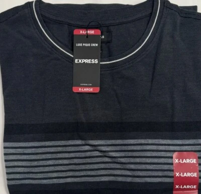 New Express Men's Short Sleeve T-Shirt H. Dark Shadow Stripe Size XL $23.50 - Image 1 of 3